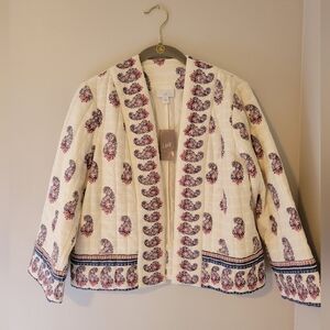 NWT J.Jill Quilted Cream Paisley Jacket Women's Size XS